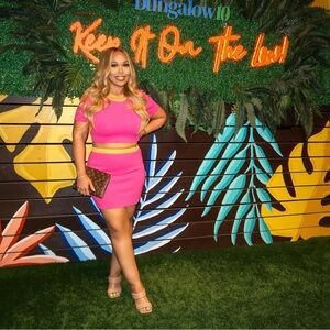 Pink & Orange Mini Skirt Set